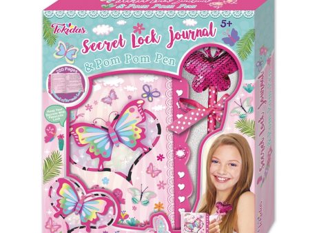 Tokidas Secret Lock Journal & Pom Pom Pen Set - Butterfly  21x24x4cm on Sale