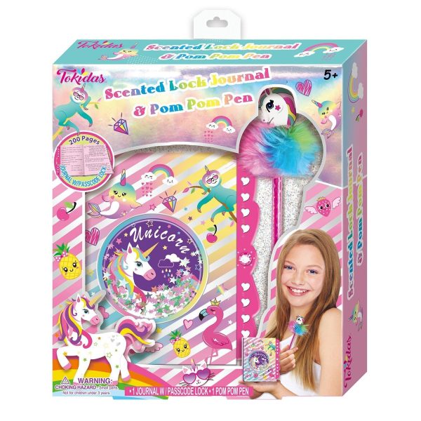 Tokidas Secret Lock Journal & Pom Pom Pen Set - Unicorn  21x24x4cm Cheap